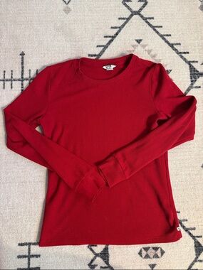 Eddie Bauer Long Sleeve Ribbed Thermal Tee - Red